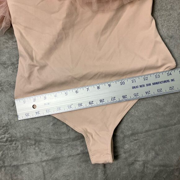 Free People Intimately L Big Love Tulle Ruffles Bodysuit Dusty Pink Feminine - Picture 9 of 14